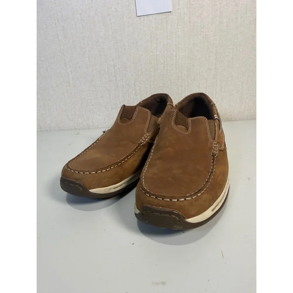 Dunham Mens MCN412BR Brown Leather Slip On Boat Shoes Loafers R-BAR Size 11.5 D